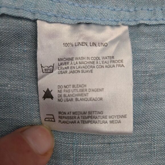 HERITAGE REPORT COLLECTION 100% Linen Shirt Men's XL Light Blue Short Sleeve - Picture 5 of 9